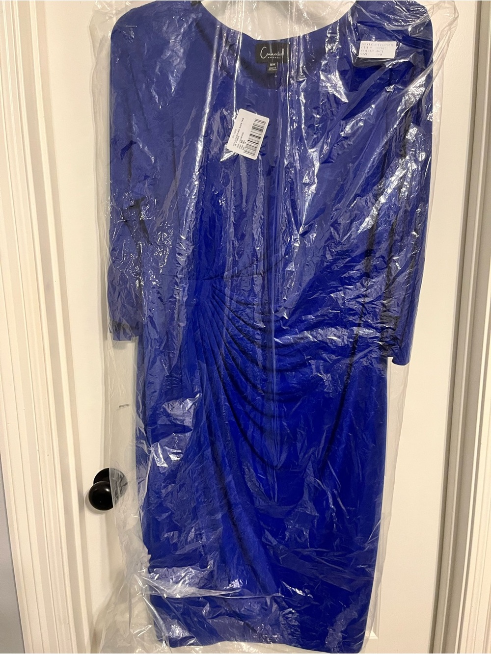 connected apparel Royal Blue Midi Ruched Sheath Dress
